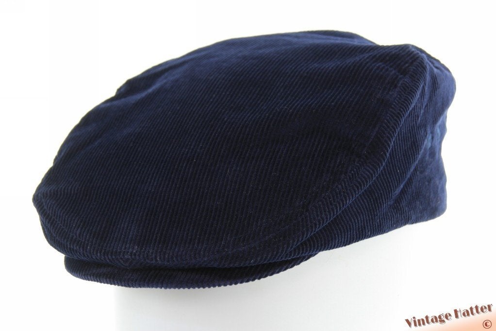 Vintage platte pet Pringle Golf donkerblauw ribfluweel 53-58, Pringle Golf, One size fits all, Ophalen of Verzenden, Pet