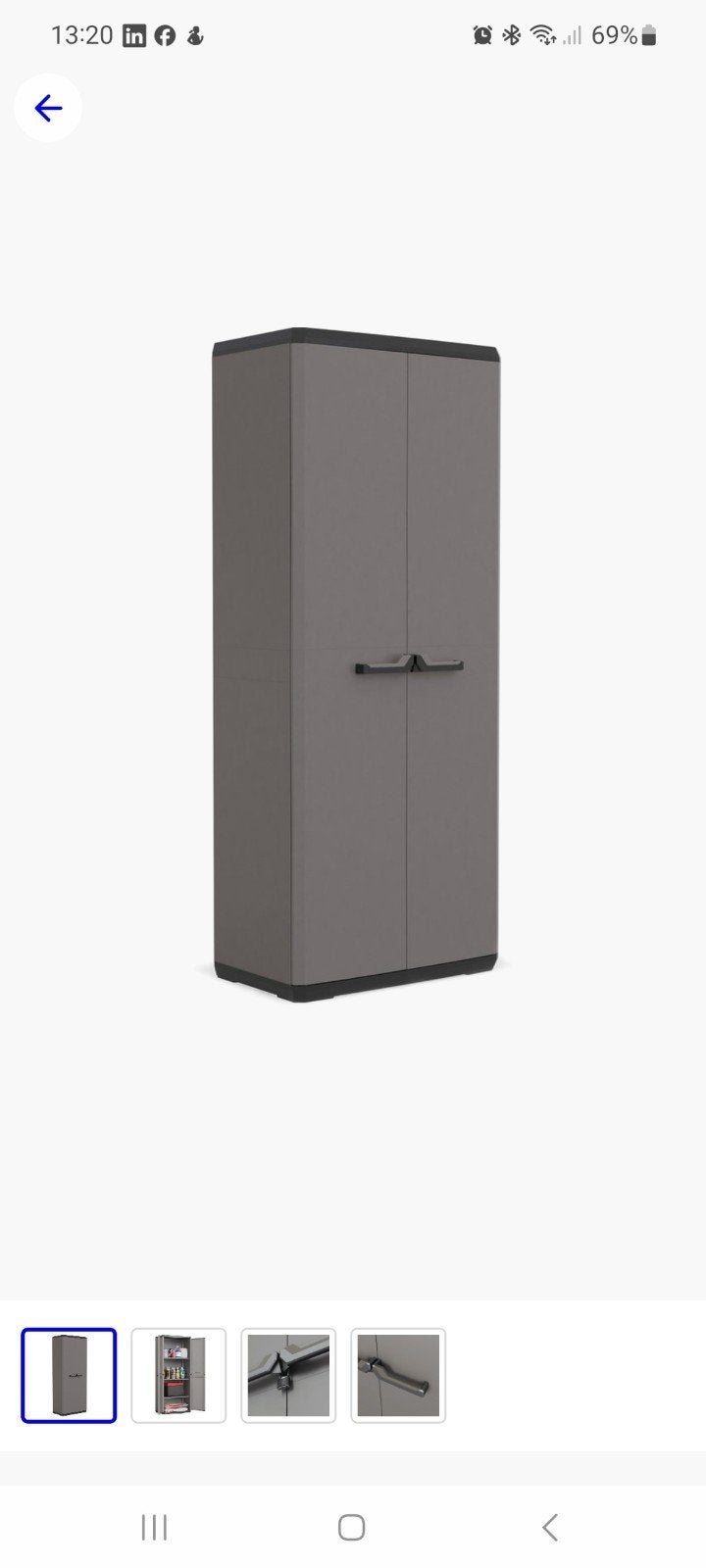 Keter kunststof kast - 39x68x166 cm, Huis en Inrichting, Kasten | Overige, Ophalen, Gebruikt