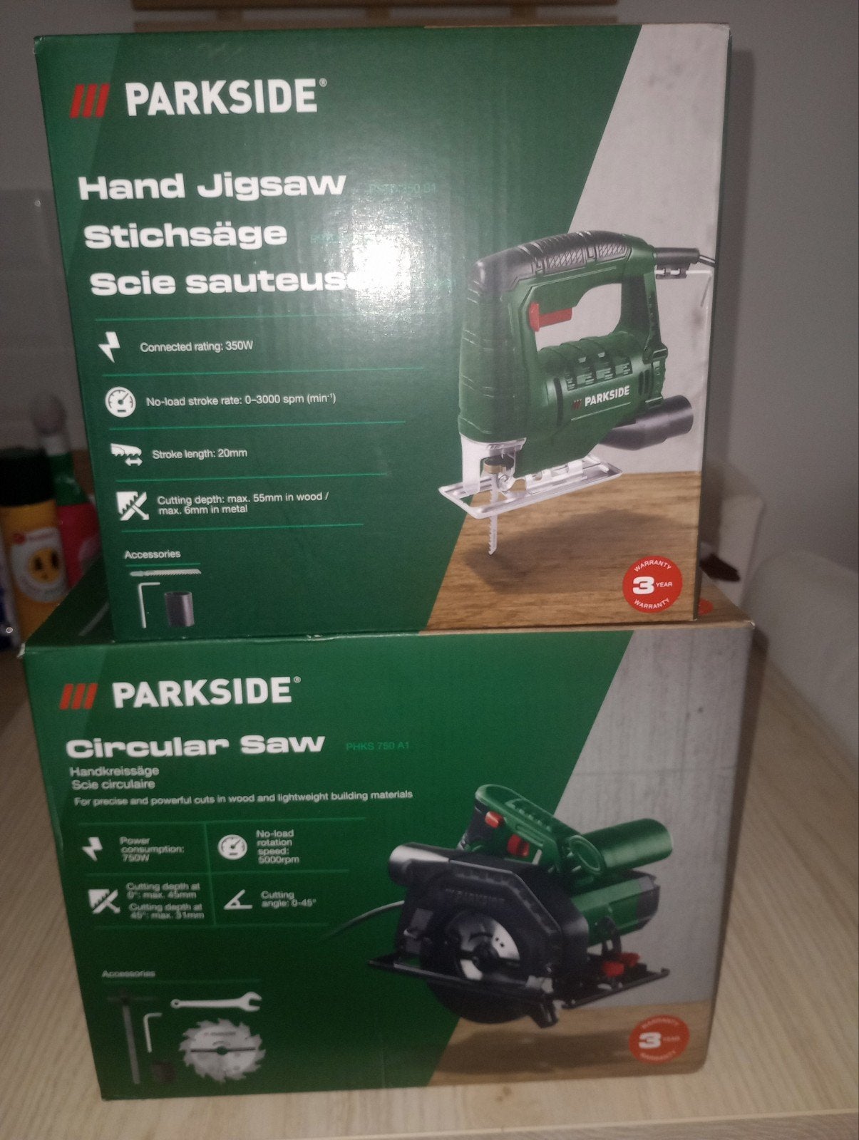 Parkside Hand Jigsaw+Circular Saw GESEALD! met bon, Ophalen, Cirkelzaag, 70 mm of meer, Nieuw