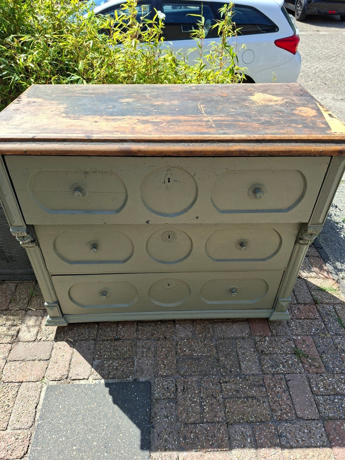 Antieke ladekast/commode met 3 laden, Ophalen