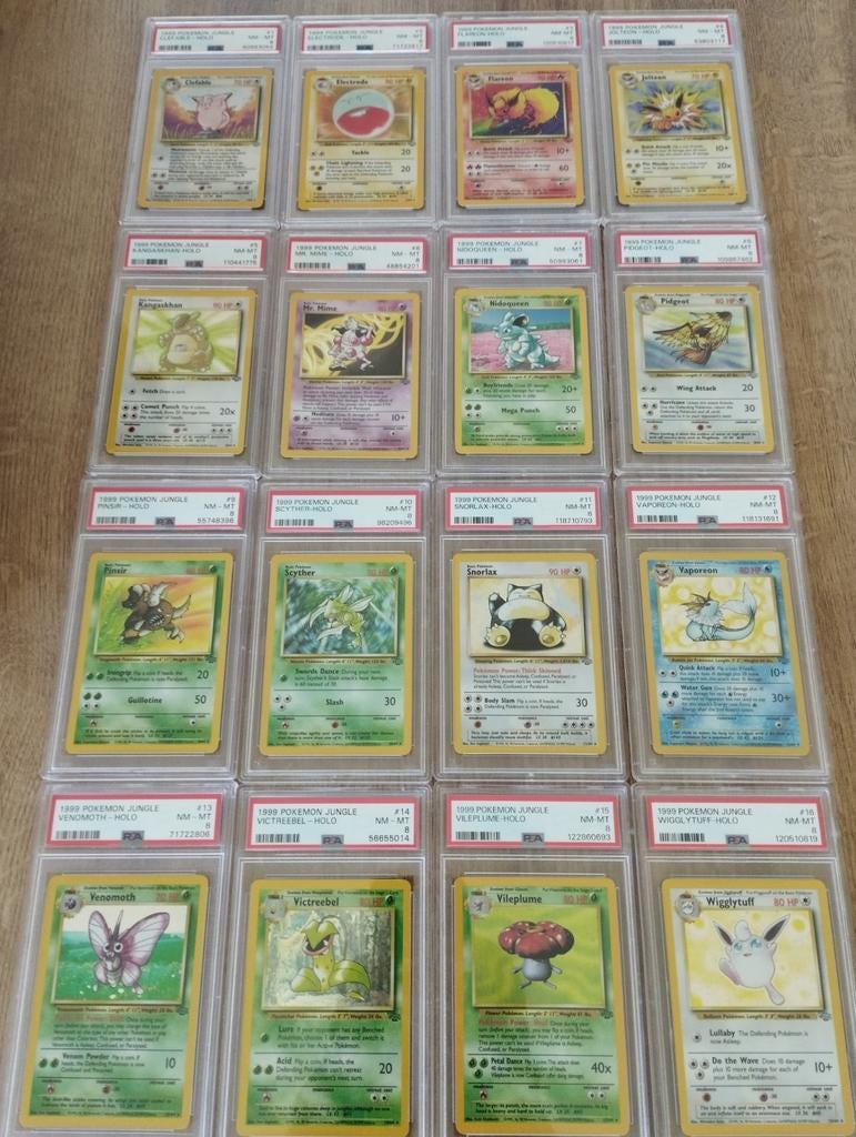 Complete Jungle Holo Pokemon kaarten set PSA8 NM WOTC, Ophalen of Verzenden, Zo goed als nieuw, Meerdere kaarten