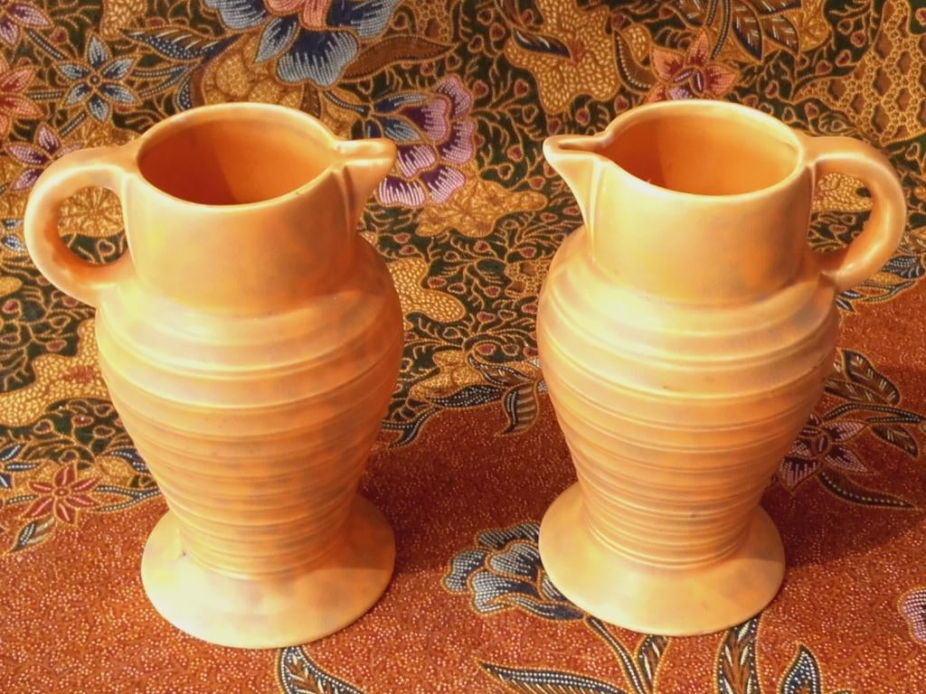 Mooi stel originele Art Deco kannetjes uit Engeland 13,6 cm., Ophalen of Verzenden