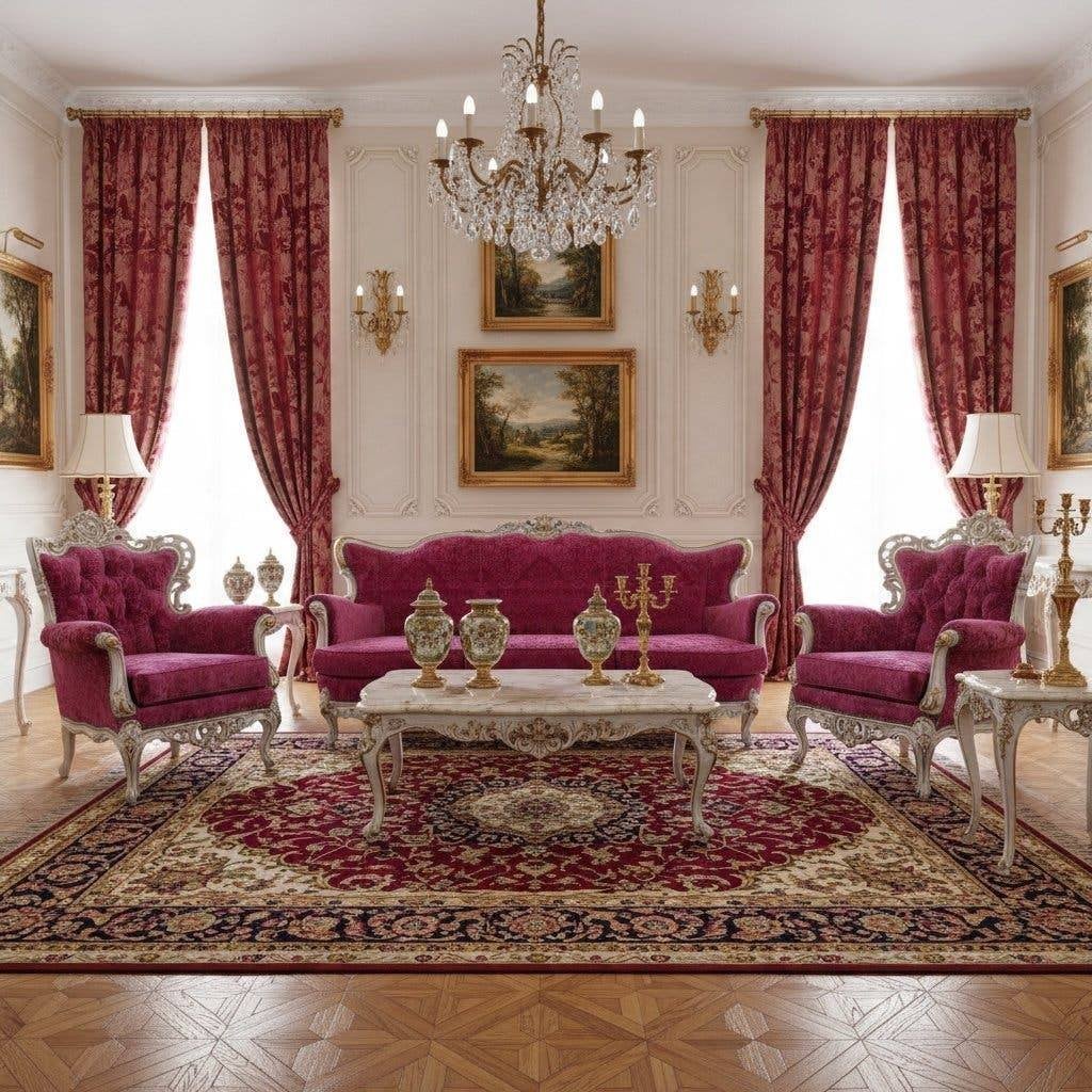 Vintage roze barok driezit / zetel / canapé, Ophalen