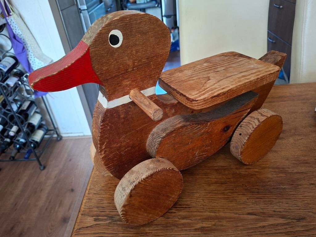 Houten eend loopfiets/duwspeelgoed, Kinderen en Baby's, Speelgoed | Houten speelgoed, Gebruikt, Rij- of Hobbelspeelgoed, Ophalen of Verzenden