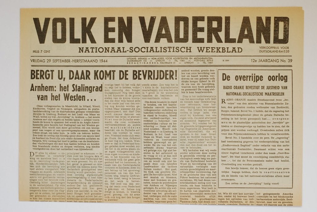 Volk en Vaderland - De Slag om Arnhem - herdruk krant WOII, Verzamelen, Zo goed als nieuw, Verzenden, Amsterdam, Florence Uitgeverij