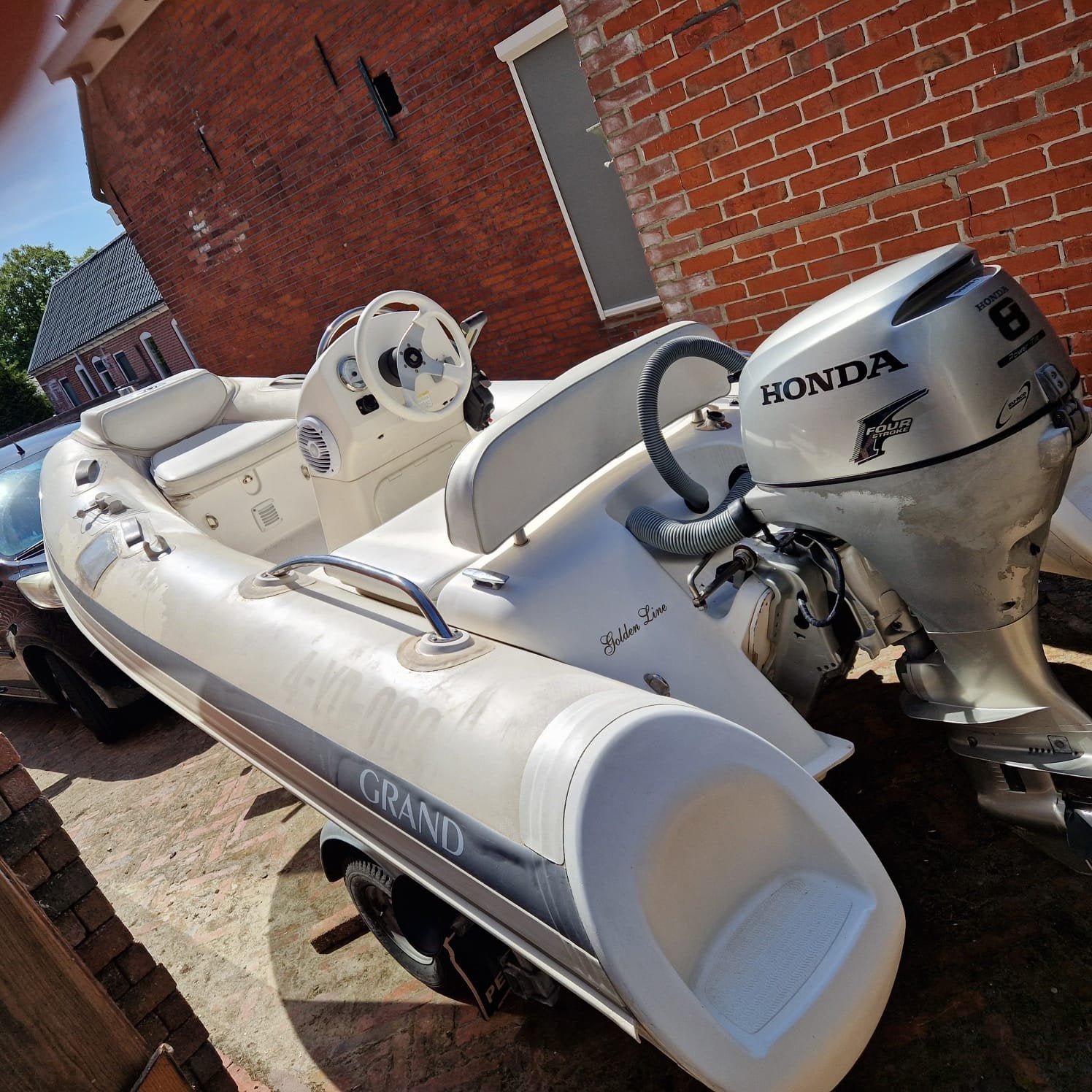Grand Golden Line G340 RIB met Honda 20pk 4takt en trailer, Watersport en Boten, Benzine, Overige merken, Gebruikt, Buitenboordmotor