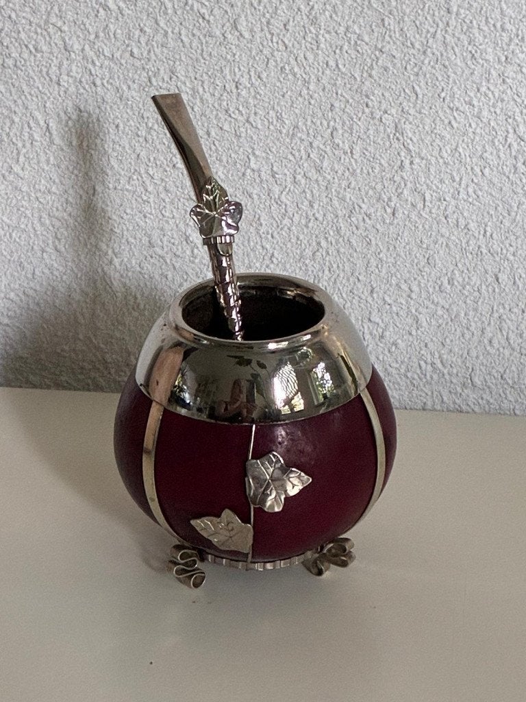 Authentieke Argentijnse mate beker kalebas met bombilla, Ophalen of Verzenden, Nieuw