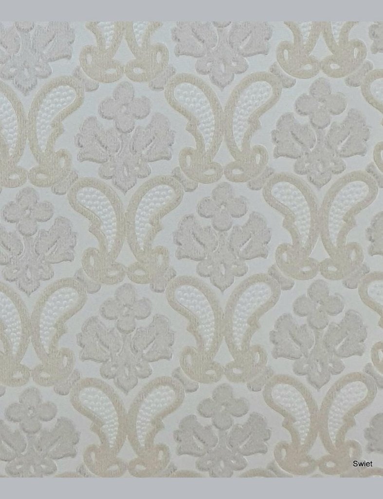 13966 Barok behang greige wit zacht klassiek retro swiet, Huis en Inrichting, Ophalen of Verzenden, Minder dan 10 m², Beige
