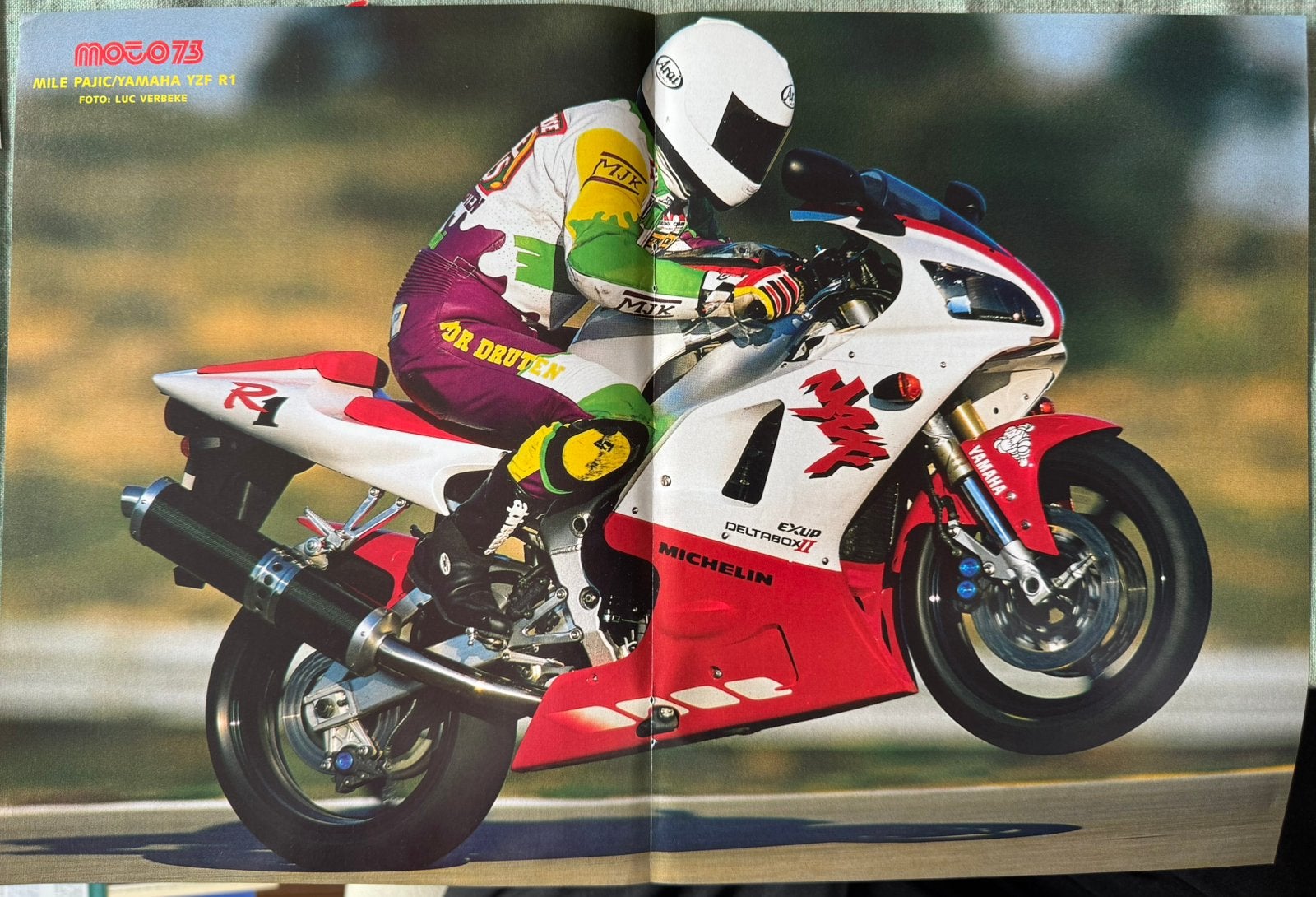 Poster 1998 Mile Pajic op Yamaha YZF R1, Ophalen of Verzenden, Zo goed als nieuw, Motoren