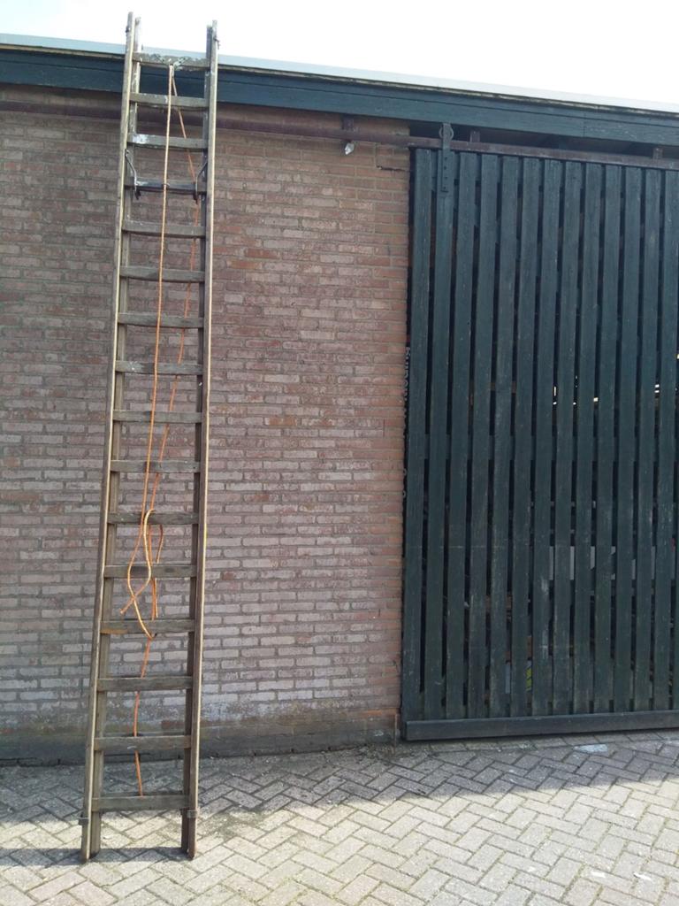 Houten optrekladder 2x16, Ophalen, Gebruikt, Ladder, 4 meter of meer