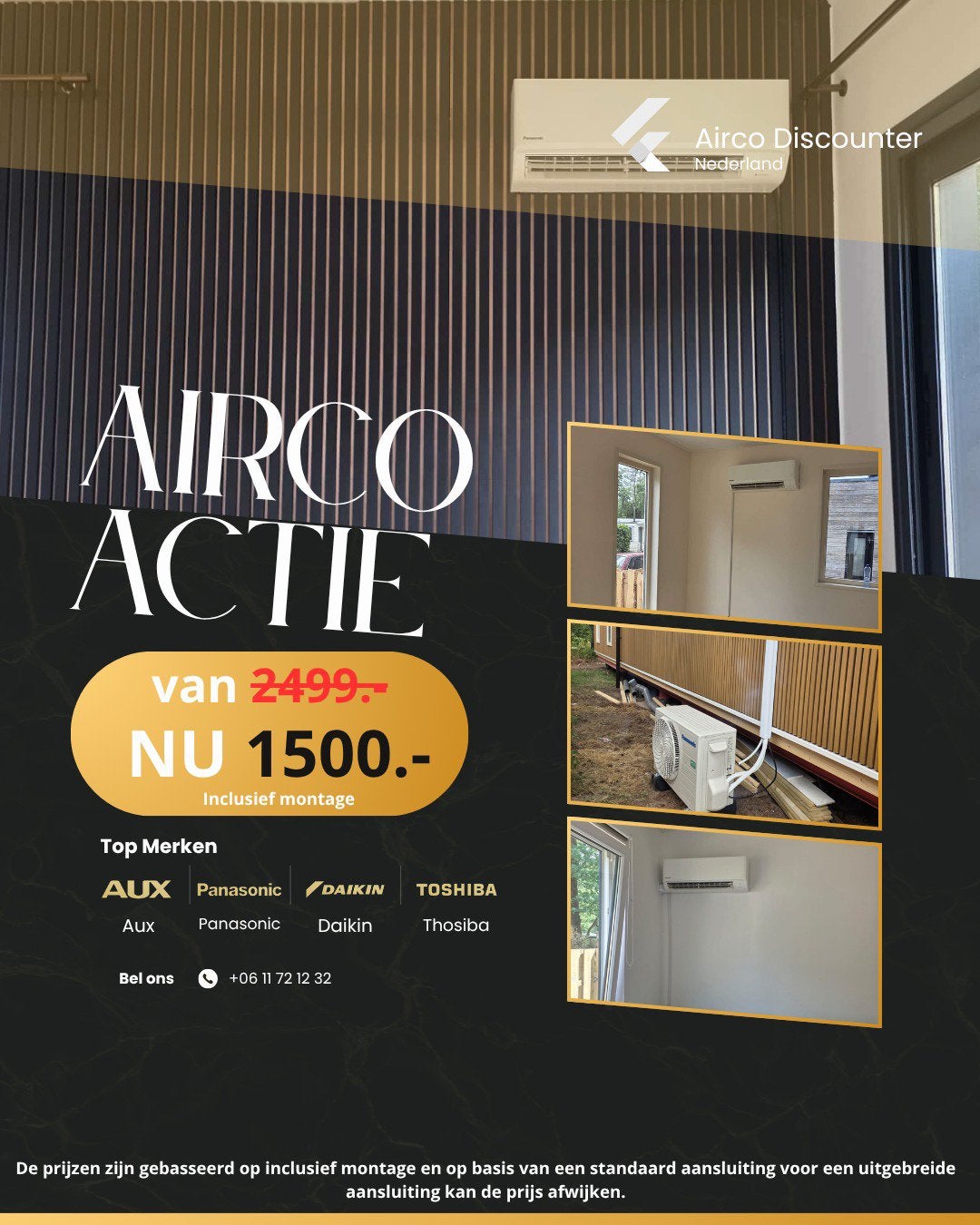 Airco Actie! Van €2499 voor €1500 incl. montage, Witgoed en Apparatuur, Airco's, Ophalen, Koelen en Ontvochtigen, Minder dan 60 m³