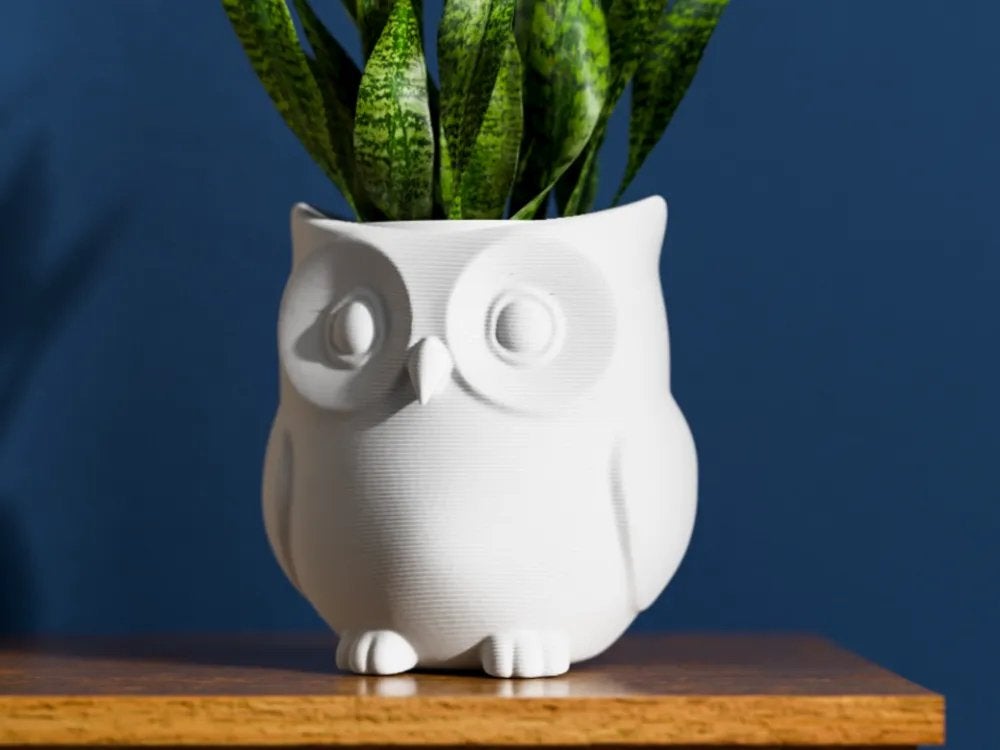 Leuke Uil Bloempot - Wit Keramiek - Zonder Plant, Z, Binnen, Z, Ophalen of Verzenden