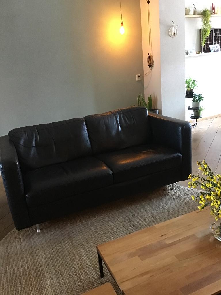 Te koop 2 leren bankjes, Huis en Inrichting, Banken | Bankstellen, Ophalen, Gebruikt, 150 tot 200 cm, Tweepersoons