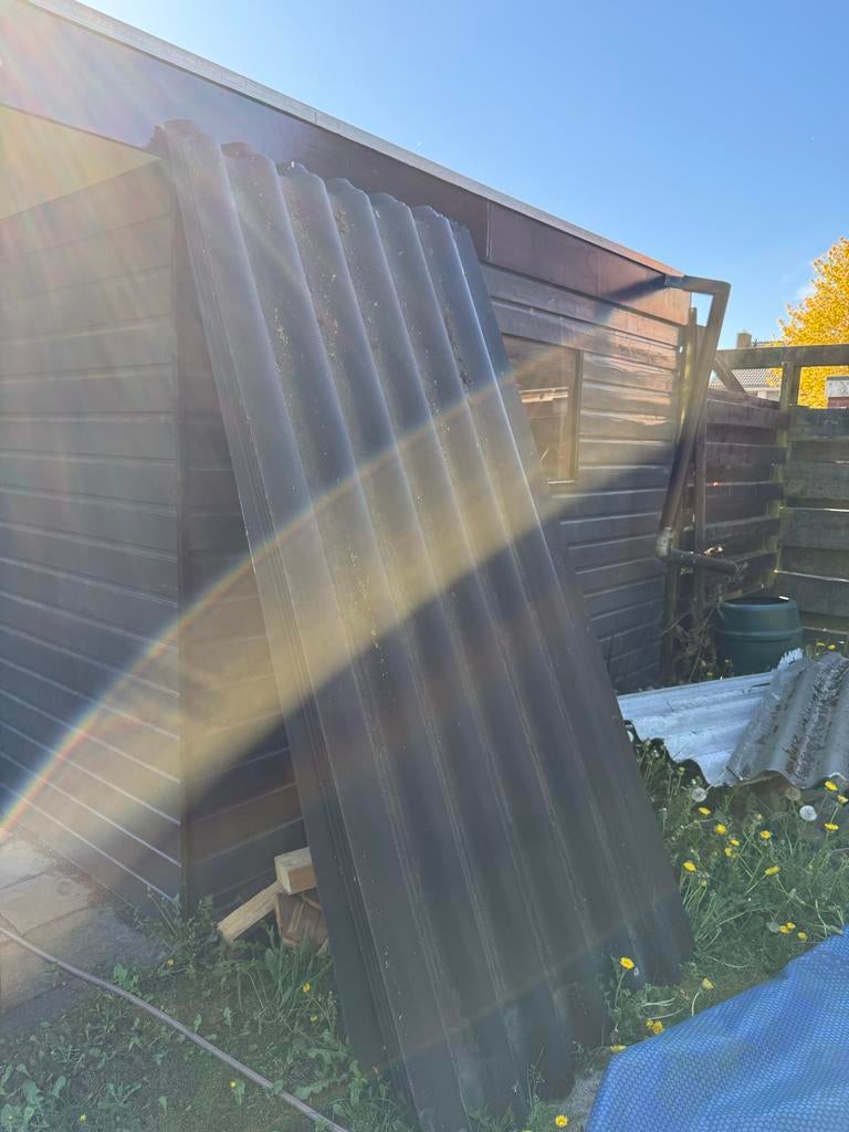 6 stuks Gebruikte golfplaten voor dak of schuur, Doe-het-zelf en Verbouw, Dakpannen en Dakbedekking, Ophalen, Kunststof, Zwart