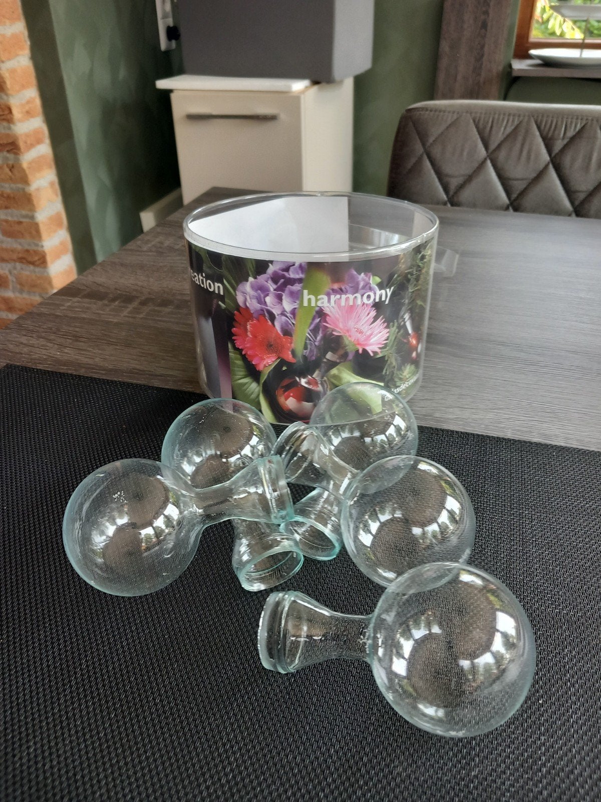 Set van 5 glazen stekvaasjes / bloembolvaasjes, Ophalen of Verzenden, Zo goed als nieuw, Overige kleuren, Glas