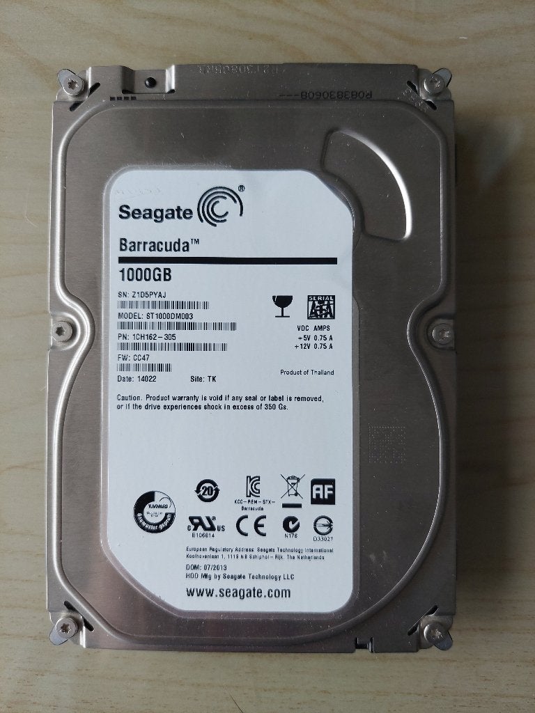 Seagate Barracuda SATA harde schijf 1000GB/1TB 3.5", Intern, Gebruikt, Ophalen of Verzenden, Seagate