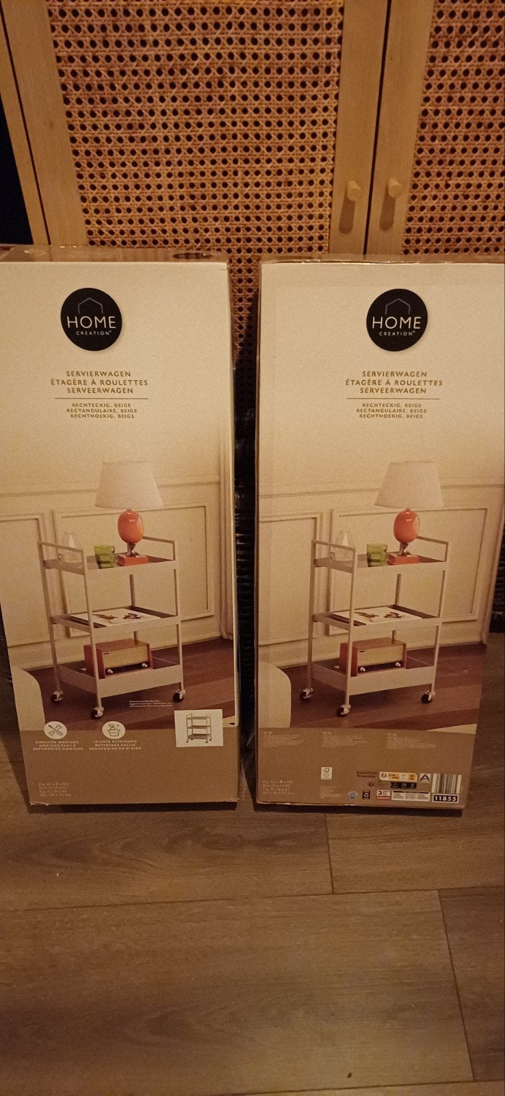 2x Home Creation Serveerwagen - Beige (Nieuw in doos), Ophalen of Verzenden