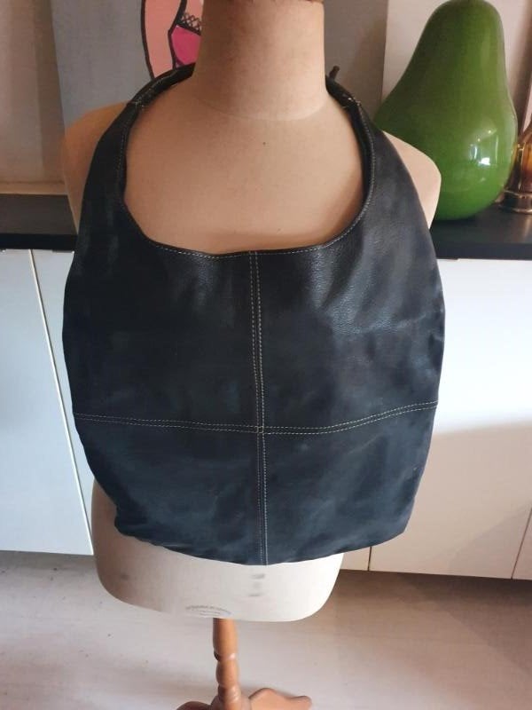 Zgan! zwarte leren tas!, Verzenden, Zo goed als nieuw, Zwart, Handtas