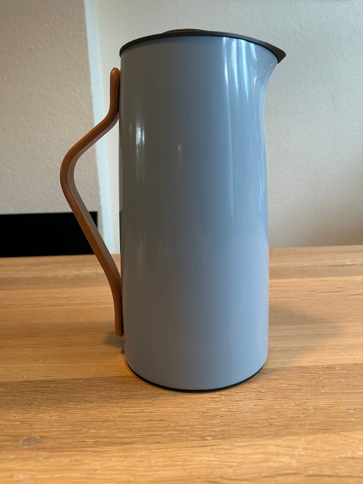 Mooie lichtblauwe Stelton koffiekan, Ophalen of Verzenden, Zo goed als nieuw, Kunststof, Blauw
