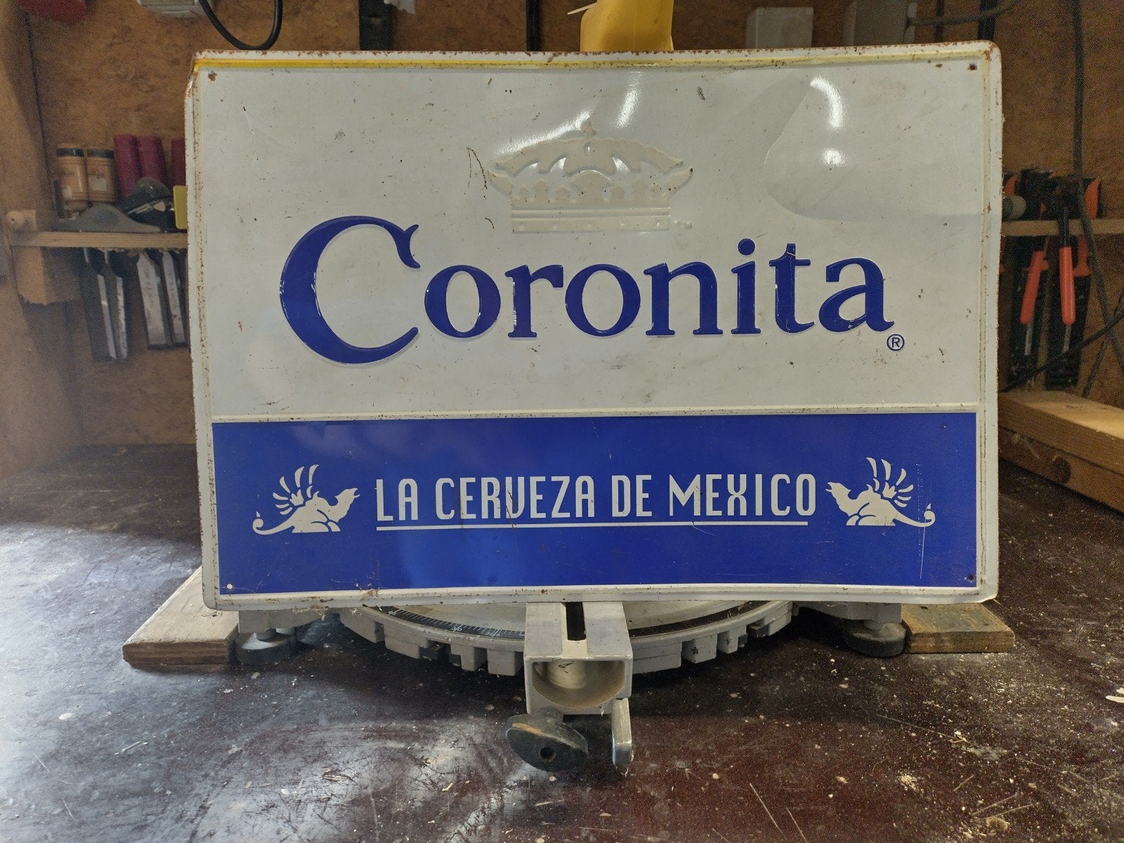 Vintage Coronita Reclamebord - La Cerveza de Mexico, Ophalen of Verzenden, Gebruikt, Reclamebord