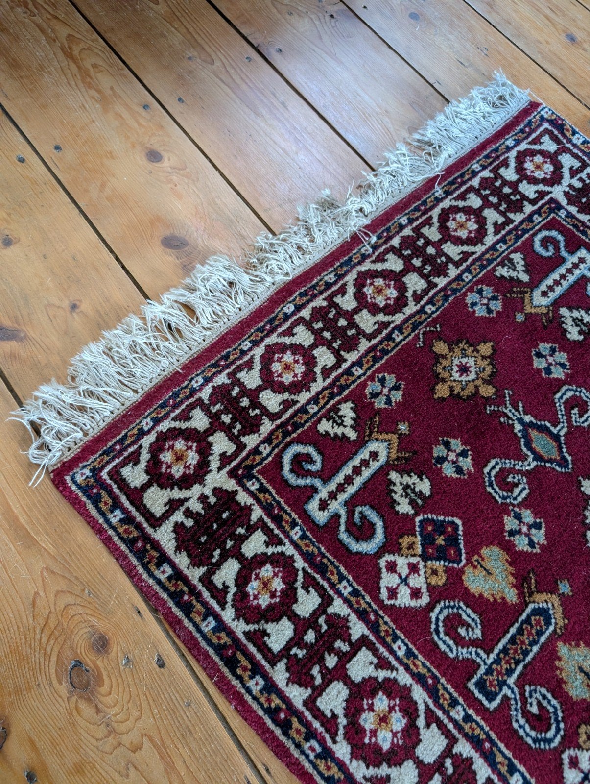 Rood Oosters tapijt - Zo goed als nieuw, Blauw, 200 cm of meer, 50 tot 100 cm, Zo goed als nieuw
