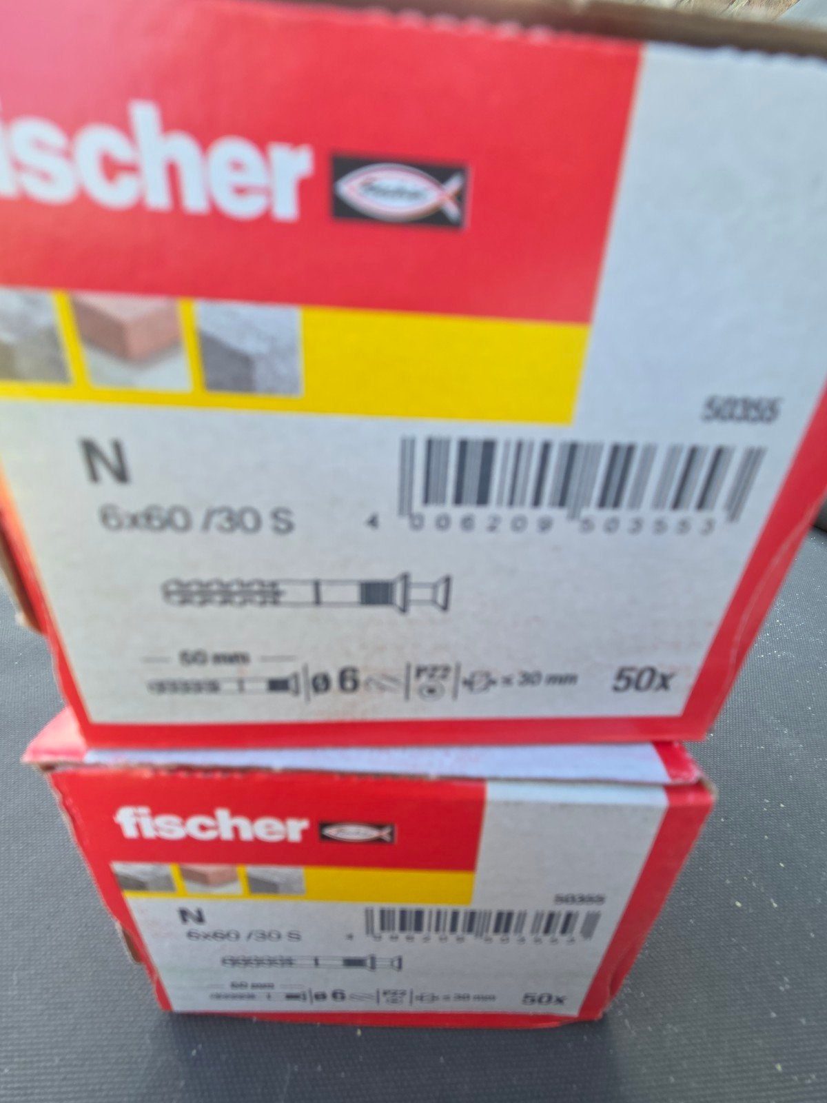 Fischer slagpluggen 6/60 - 3 doosjes en 6/80 - 1 doosje, Ophalen of Verzenden, Nieuw, Pluggen