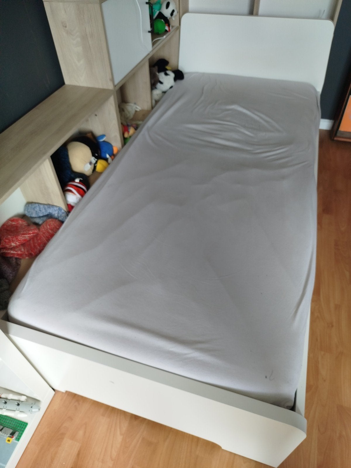 Wit eenpersoonsbed, Ophalen, Gebruikt, 90 cm, Eenpersoons