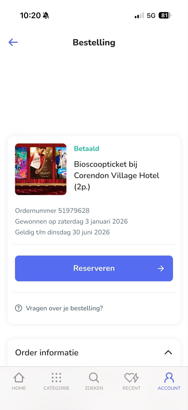 Corendon 2 bioscoop kaartjes, Twee personen, Vrijkaartje alle films