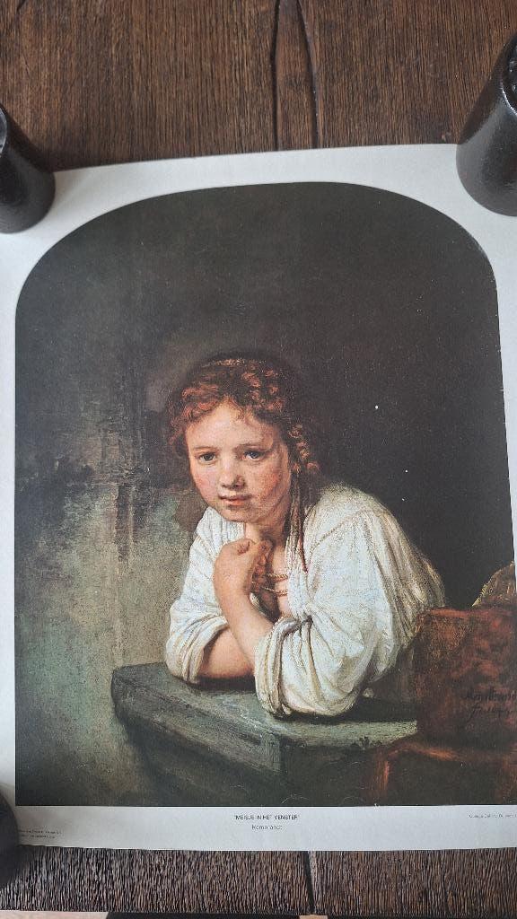 Reproductie schilderij Het meisje in het raam van Rembrand, Ophalen