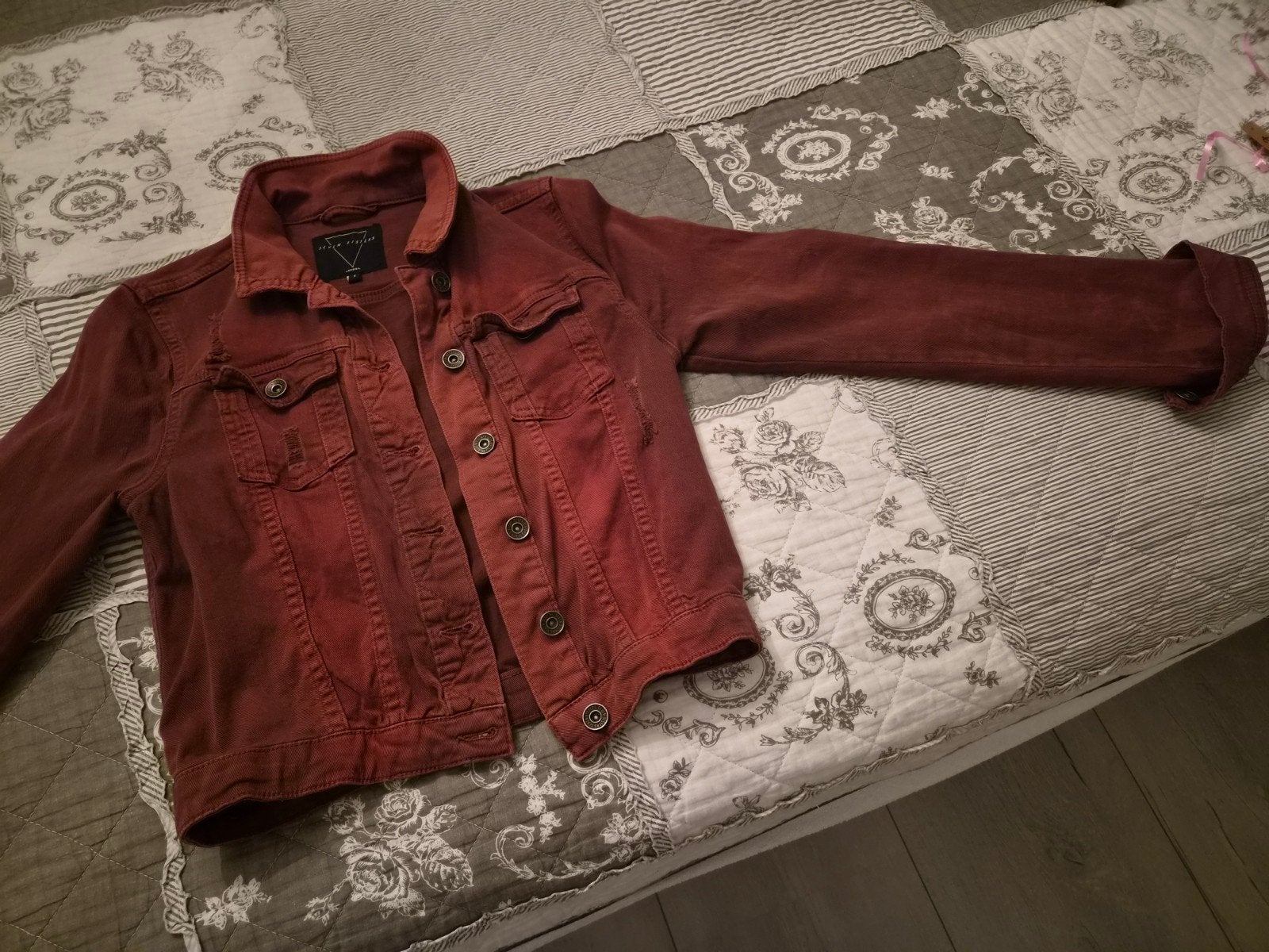 Bordeauxrode/bruin spijkerjas van Seven Sisters, maat S, Kleding | Dames, Bruin, Seven Sisters, Ophalen of Verzenden, Zo goed als nieuw