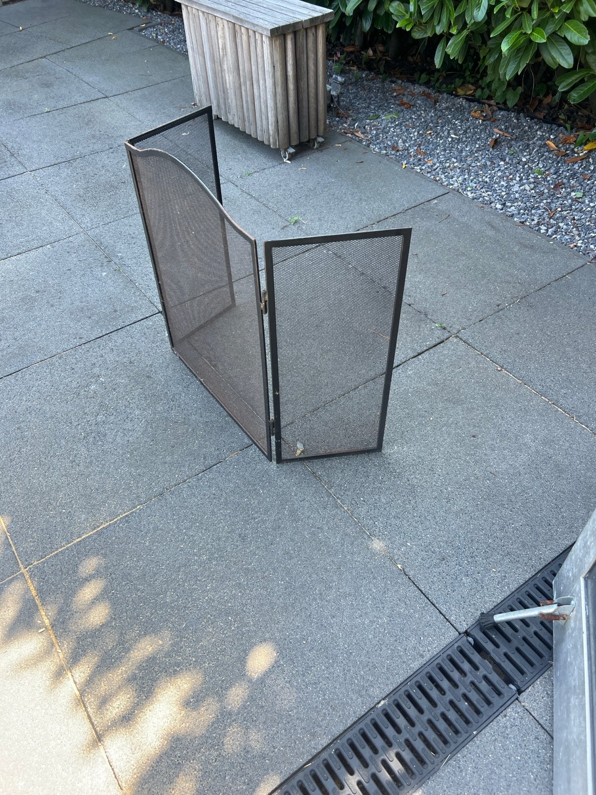 Zwart metalen haardscherm - 3-delig, Ophalen, Gebruikt, Inbouwhaard, Houthaard