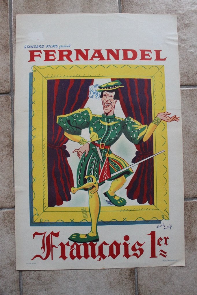 filmaffiche Fernandel François premier filmposter, Rechthoekig Staand, Ophalen of Verzenden, Zo goed als nieuw, A1 t/m A3