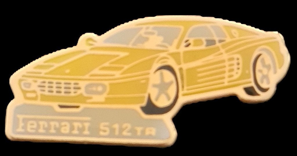 Ferrari 512 pin- geel epoxy, Verzamelen, Verzenden, Nieuw, Transport, Speldje of Pin