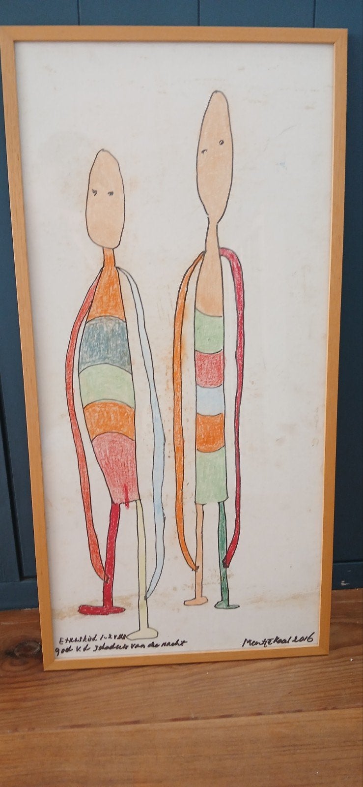 Origineel werk van Meertje Kaal (1930-2016) – Gedateerd 2016, Ophalen, Tekening, Gemengde techniek, Handgemaakt