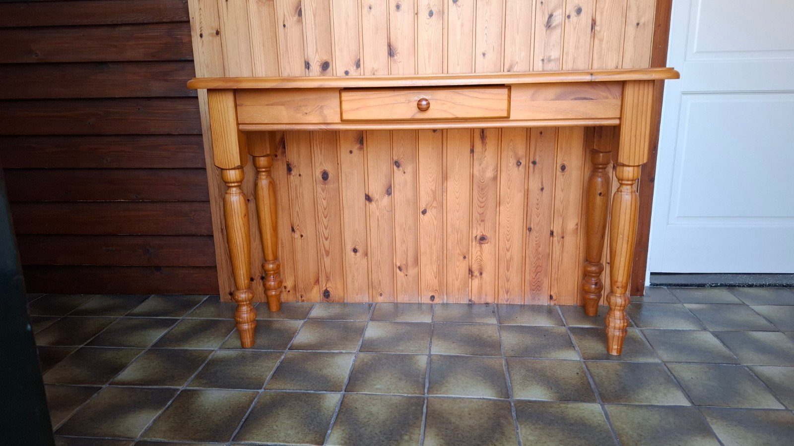 Houten sidetable/haltafel met lade, Huis en Inrichting, Tafels | Eettafels, Ophalen, Gebruikt, 100 tot 150 cm, Klassiek