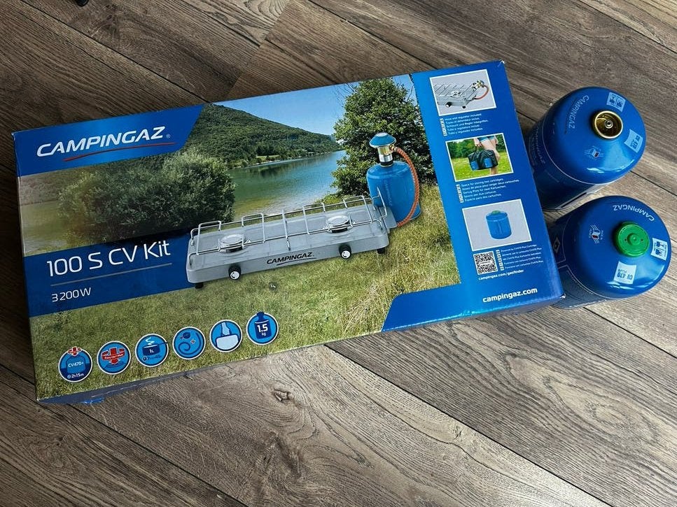 Campingaz 100 S CV Kit 2-pits kooktoestel met gasflessen, Ophalen, Zo goed als nieuw