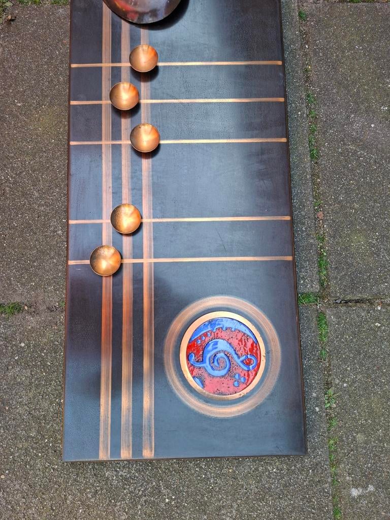 Vintage Koperen Wanddecoratie Muzieknoten Emaille Jaren '70, Antiek en Kunst, Ophalen of Verzenden, Koper