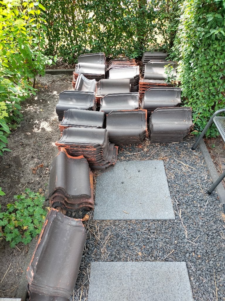 oude dakpannen, Ophalen, Gebruikt, Steen of Klei, 15 m² of meer