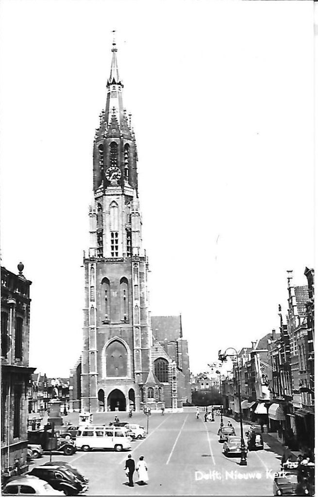 Delft Nieuwe Kerk Oude Gelopen Ansichtkaart (A2234, Ophalen of Verzenden, 1960 tot 1980, Gelopen, Zuid-Holland