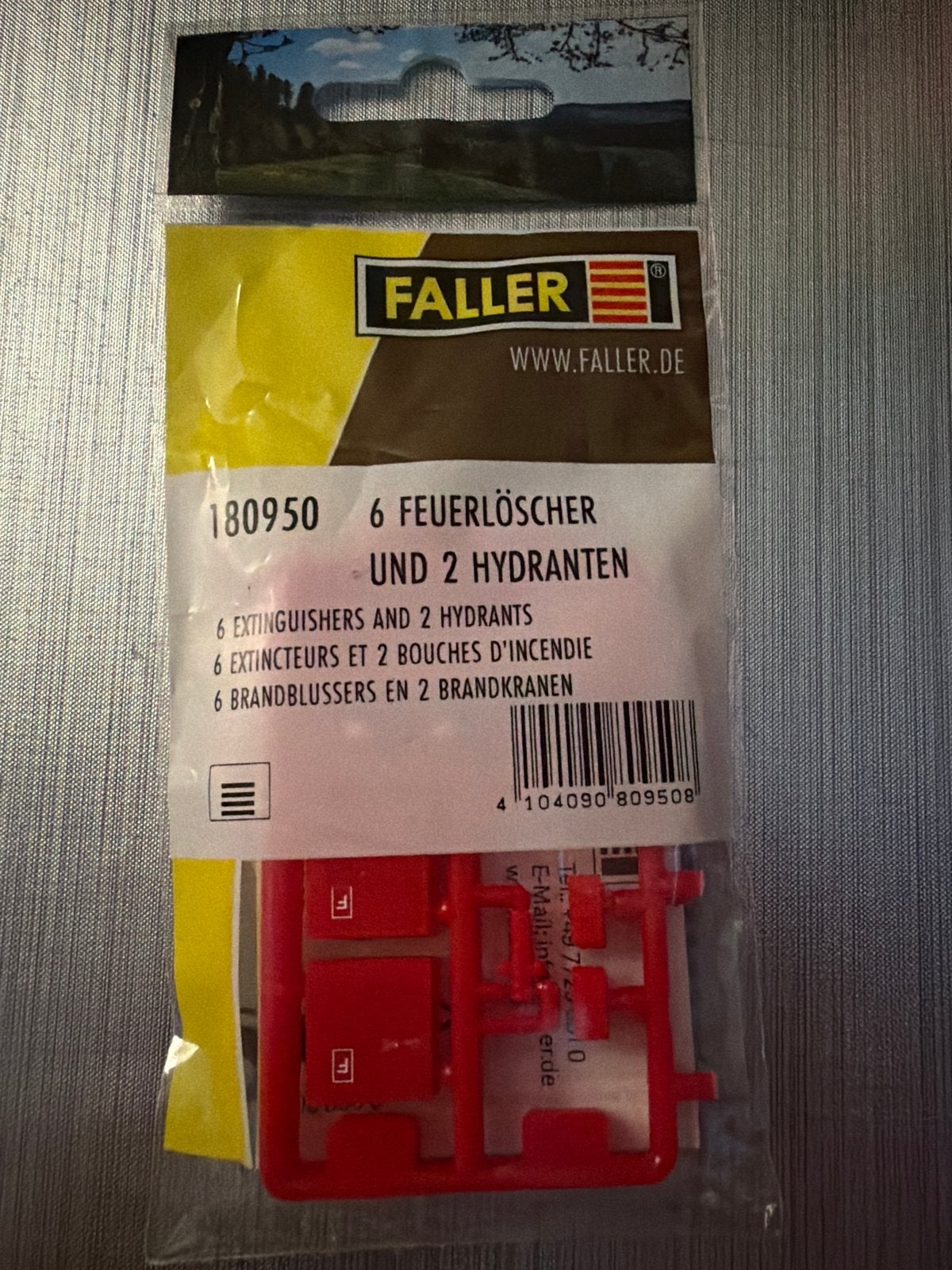 Faller 180950 H0 set: 6 Brandblussers en 2 Brandkranen, Overige merken, 1:50 of kleiner, Overige typen, Nieuw