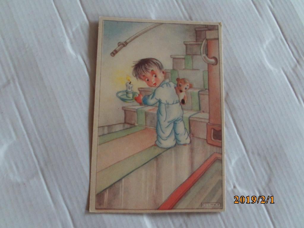 oude kinderkaart kind gaat naar bed, Ophalen of Verzenden, 1960 tot 1980, Ongelopen, Kinderen