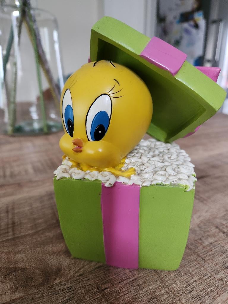 Looney Tunes Tweety in Cadeau Vintage Spaarpot Beeld, Verzamelen, Verzenden, Looney Tunes, Zo goed als nieuw, Beeldje of Figuurtje