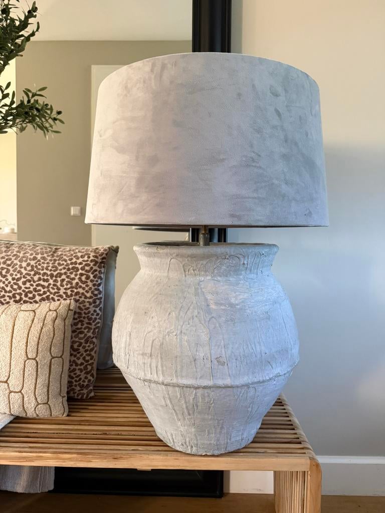 Aura Peeperkorn Tafellamp met Grijze Kap - 72cm Hoog, Huis en Inrichting, Lampen | Tafellampen, Zo goed als nieuw, Ophalen