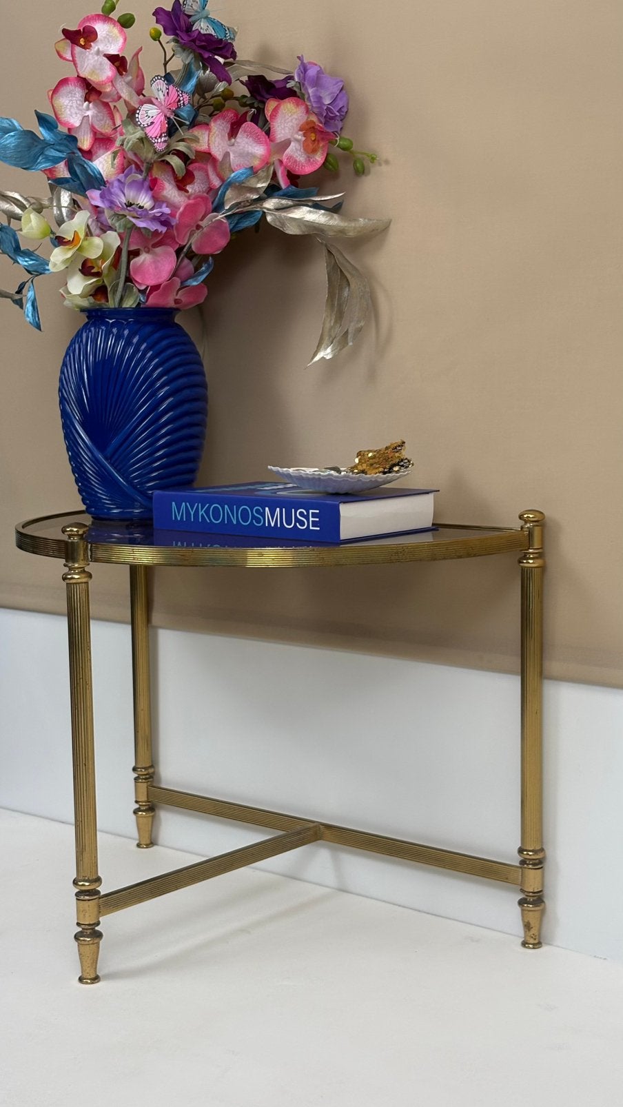 Vintage sidetable haltafel nachtkastje messing consoletafel, Ophalen