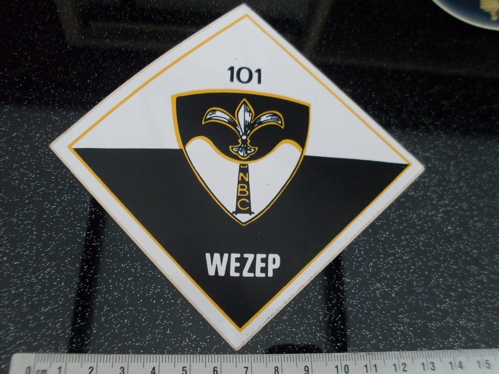 sticker  101 CBRN Verdedigingscompagnie logo wezep embleem, Verzenden, Zo goed als nieuw, Bedrijf of Vereniging