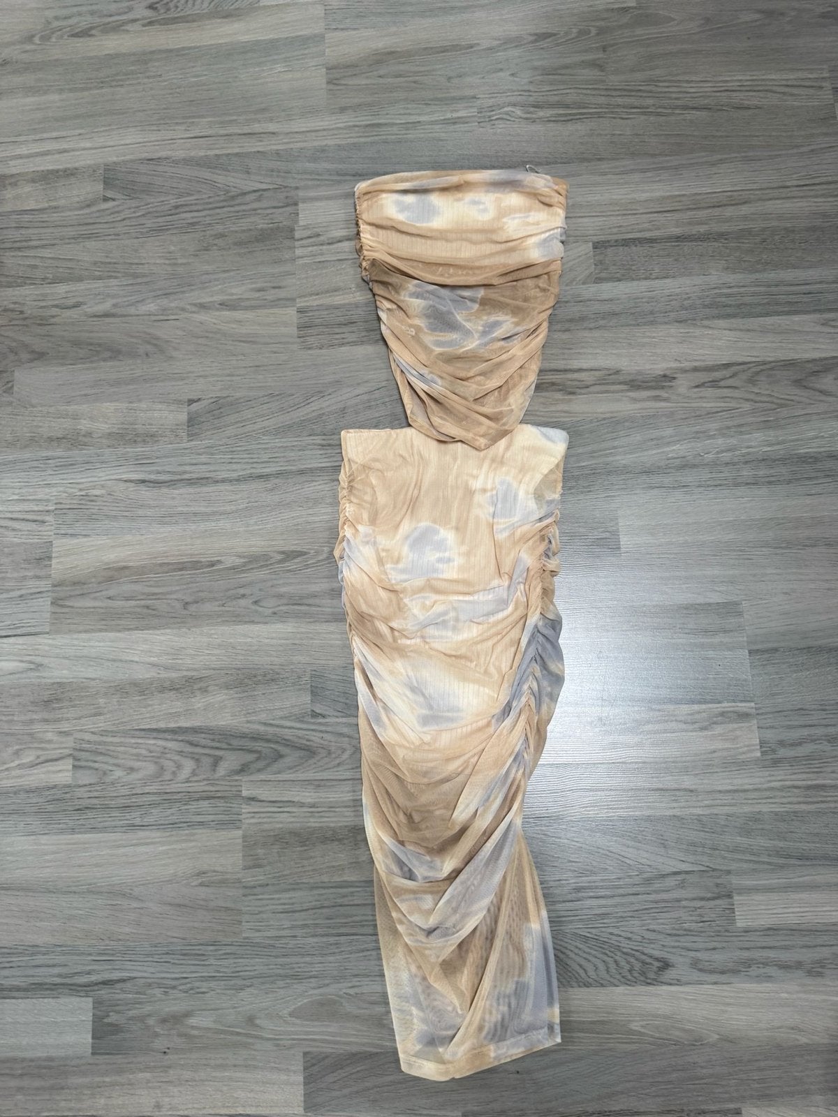 Nieuwe Zara Tie-Dye Mesh top en rok - Maat S, Beige, Nieuw, Ophalen of Verzenden, Knielengte