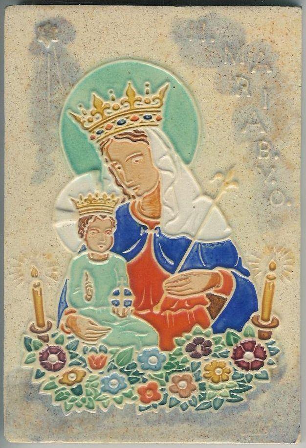Tegel Westraven Maria met Jesus Porcelene Fles Delft, Ophalen of Verzenden