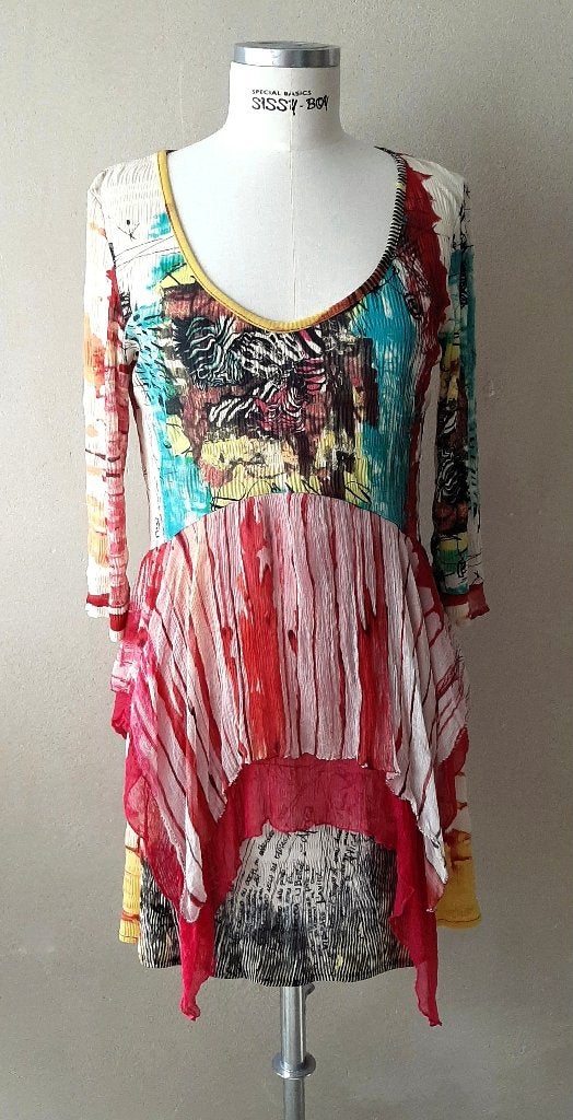 SAVE THE QUEEN! kleurrijke blouse/tuniek, mt XXL valt klein, Overige kleuren, Maat 42/44 (L), Zo goed als nieuw, Save the Queen