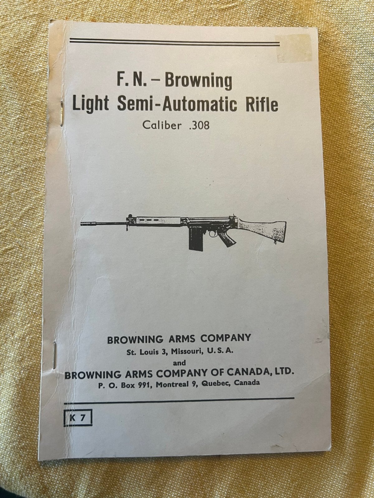Handleiding FAL 7.62 mm NATO Canada herstal, Verzamelen, Verzenden, Nederland, Boek of Tijdschrift, Landmacht
