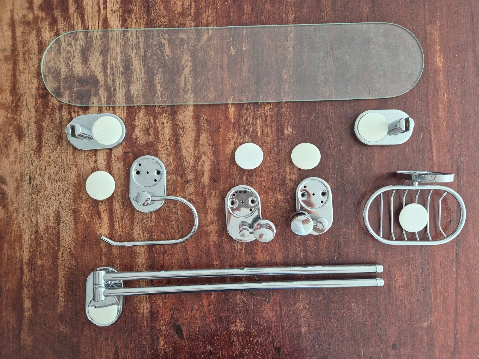 Sanitair set: Rekje, Zeephouder, Spiegelhouder, Ophalen, Glas, Toilet